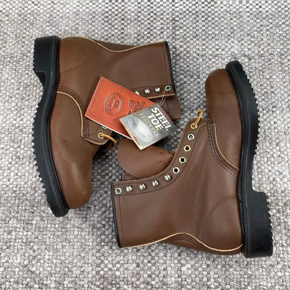 Red Wing 2233 Work Boots Mens 7 D Brown Steel Toe Leather Made in USA